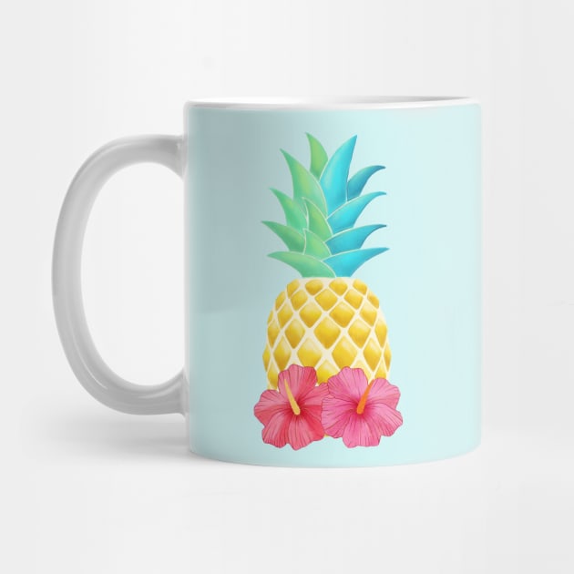 Pineapple and hibiscus flowers by CalliLetters